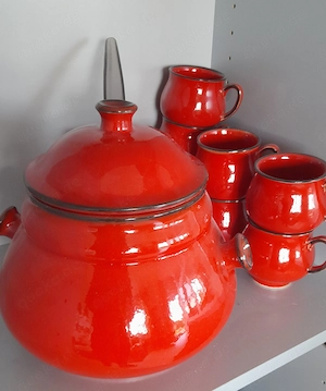Bowle Service, rot vermutlich Keramik