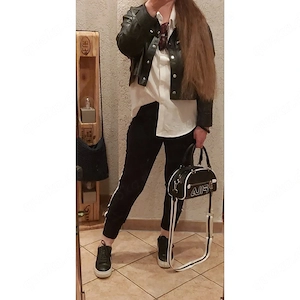 Topshop Leggings Sport - Freizeithose Schwsrz Gallonstreifen M 38 zum binden figurnahe modern stylis