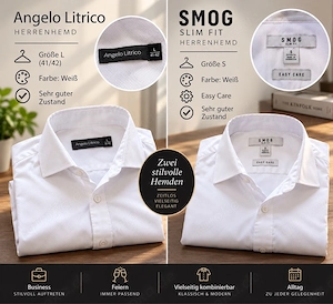 2x Elegante Herrenhemden | Angelo Litrico & SMOG | Weiß