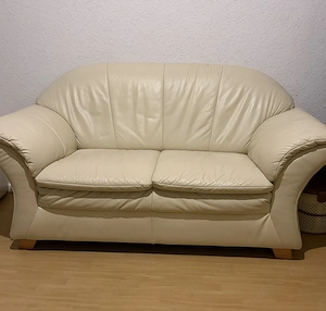 Bequemes Ledersofa   Couch in Beige