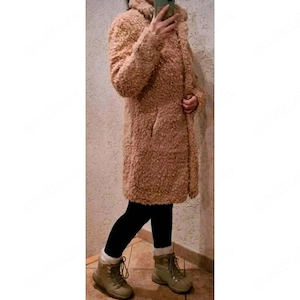 Tom Tailor Mantel Teddymantel Beige XS 34 halblang Fellimitat stilisch modeen Streetstyle 