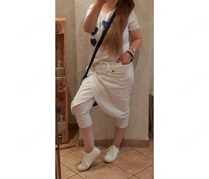 Made in Italy Jogpant Hose Baggy Style  Overlay Wickelrock Weiß M stretchy beqeum stylisch moderner 
