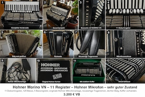 Hohner Morino VN   sehr gepflegt   Hohner Mikrofonanlage   Koffer