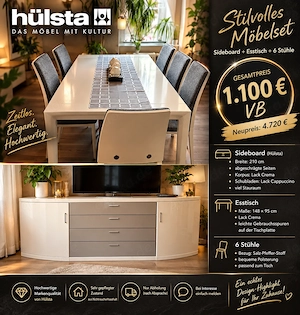 Sideboard + Esstisch und 6 Stühle der Firma Hülsta