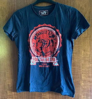 Gr. S blaues, bedrucktes T-Shirt von Tom Tailor
