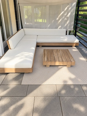 Outdoor Lounge aus Holz inkl. Polster, Tisch & Teppich   Garten Terrasse