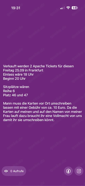 apache 207 konzertkarten 