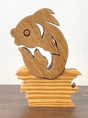 Handgemachter Holzfisch mit Welle   Unikat & Deko