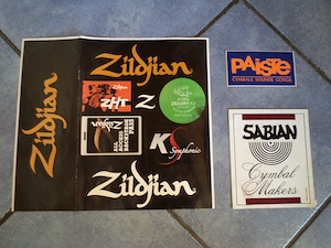 Aufkleber Sticker Original ZILDJIAN   SABIAN   PAISTE, Neu, 1980er   1990er, sehr rar und selten