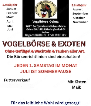 Vogelvereins Vogelbörse in Oehna 