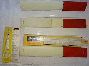 D ARISTO Rechenschieber 3 Stk. verschieden 0905 0903 0901 mit Etui Vintage 33cm Original Rechenstab