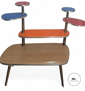 Vintage Mid-Century Beistelltisch & Blumenständer 