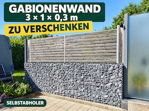 GABIONENWAND zu verschenken   3 m x 1 m x 30 cm   Selbstabholer