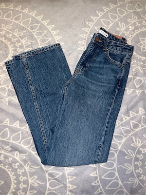 Zara Jeans Hose, gerade weite Beine, dunkelblau, Neu