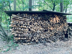 Brennholz abgelagert, gespalten zu verkaufen