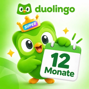 12 Monate Duolingo Super   Vollzugriff, Versand per Nachricht