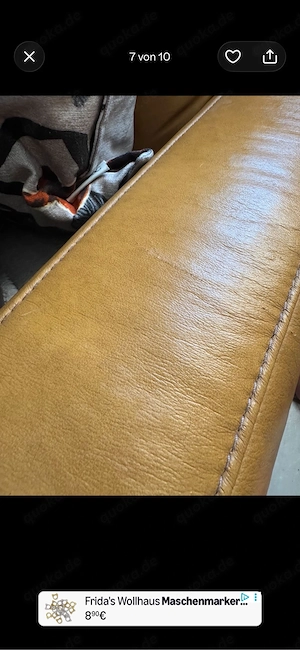Valnatura Echtleder-Ecksofa Kurkuma  Senfgelb (3,01 m x 2,06 m) - mit verstellbaren Kopflehne.  Bild 8