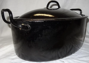 R Bräter Kochtopf Oval Alt Emailliert 8L mit Deckel f. Backofen Gasherd Holzherd oder Elektroherd no
