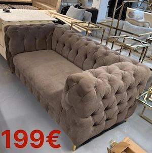Chesterfield 2-Sitzer Sofa in Braun   Mocca