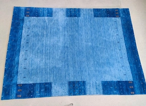 Blauer Loom Gabbeh Teppich mit geometrischem Muster - VB 290 Eur.
