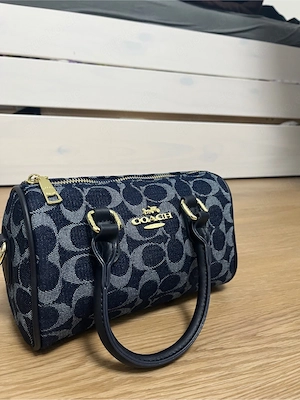 Coach Damen Handtasche dunkelblau Jeans Denim | goldene Details