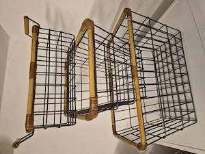 3er Set Drahtkörbe mit Rattan-Details