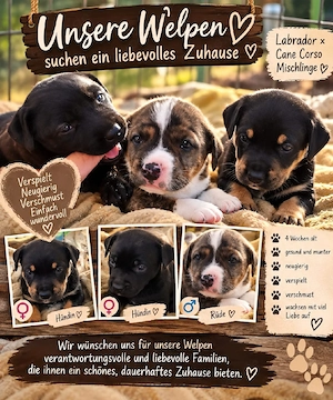 Labrador Cane Corso Welpen suchen liebevolles Zuhause   