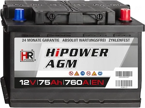 HR Autobatterie 12V 75Ah 760A EN AGM Start-Stop geeignet