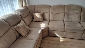 Gepflegte hochwertige Sitzgarnitur Beige zwei 2-Sitzer-Elemente Eckstück und mit lehnfreien Endstück