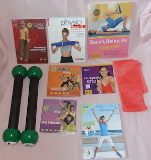 DC MMX Guthy-Renker Bücher und Zubehör für Fitness Sport Zumba Physio mit Band Hanteln unbenutzt ode