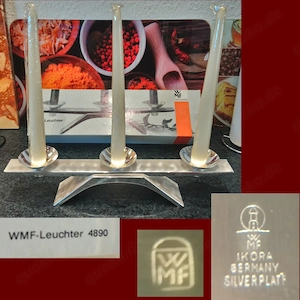 WMF 3er Kerzenleuchter 4890,Ikora,Silber Platiniert,unbenutzt