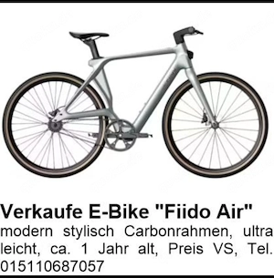 Verkaufe gebrauchtes eBike (Fiido Air), ultraleicht!