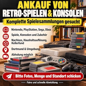 Retro-Spiele, Konsolen und komplette Spielesammlungen aus Dortmund gesucht