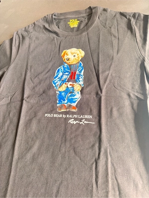 Polo Ralph Lauren Polo Bear T-Shirt Schwarz Denim Bear Custom Slim Fit   Gr. L
