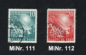 BRD Briefmarken 1949 Eröffnung 1. Bundestag MiNr. 111-112