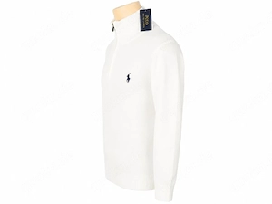 Polo Ralph Lauren Troyer Pullover Größe XL Creme - Weiß Half-Zip Stehkragen gerippt Herren NEU