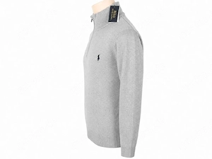 Polo Ralph Lauren Troyer Pullover Größe L Grau Half-Zip Stehkragen gerippt Herren NEU