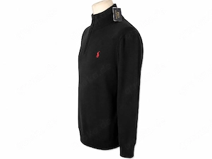 Polo Ralph Lauren Troyer Pullover Größe S Schwarz Half-Zip Stehkragen gerippt Herren NEU