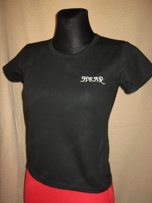 NEU HEAR Stickerei Baumwolle Kurzarm Bodycon T-Shirt ANGY Sports 34- 6  XS-S schwarr black Gothic