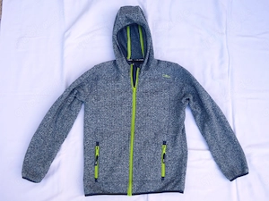 Fleecejacke CMP Gr. 152 grau meliert Kapuze Reißverschluss Jungs