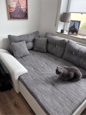 Sofaelement grau-weiß 2m-1,20m