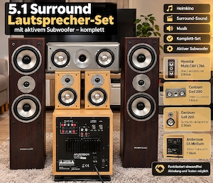 5.1 Surround Lautsprecher Set mit aktivem Subwoofer