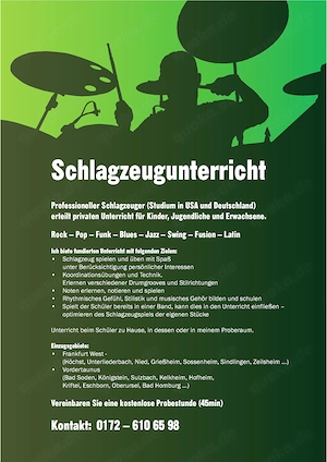 prof. Schlagzeugunterricht für Kinder, Jugendliche & Erwachsene