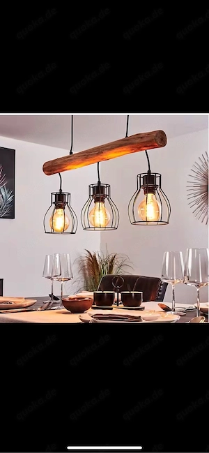 moderne Hängelampe aus Metall Holz in Schwarz Braun