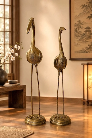 Atemberaubendes Vintage-Kranichpaar aus Messing   Hollywood Regency & Modern Mid Century Stil, große