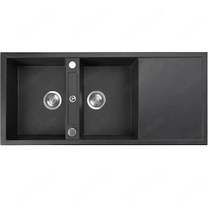 Homeline Doppel Granitspüle Schwarz Küchenspüle SQ 1160x510