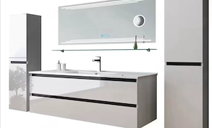 Badmöbel-Set Leonard badmöbel Set Eiche Weiß Kosmetik Spiegel 120