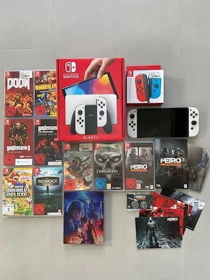 Nintendo Switch OLED Joy-Con weiß + 17 Spiele