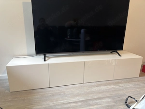 Weißes TV Lowboard 2 m lang, 4 Fächer