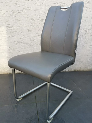Esszimmerstuhl, Schwingstuhl Marke  Novel , grau, echtes Leder, Edelstahl